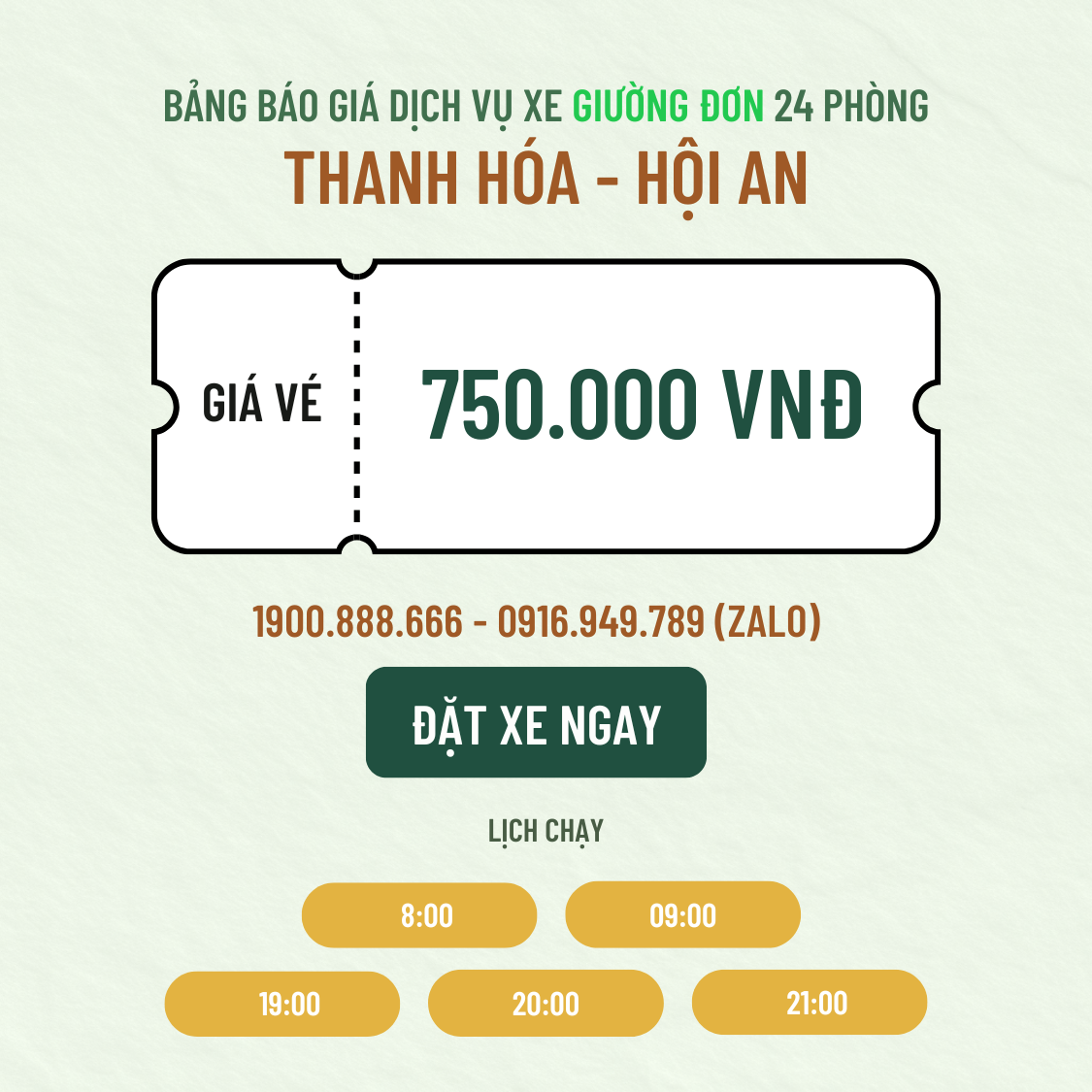 Đặt Xe Thanh Hóa <=> Hội An